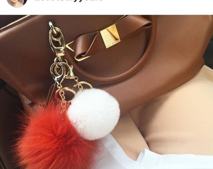 Halloween Instagram / Blogger Recommended Fur bag charm, fur pom pom keychain, fur ballkeyring purse pendant in Orange