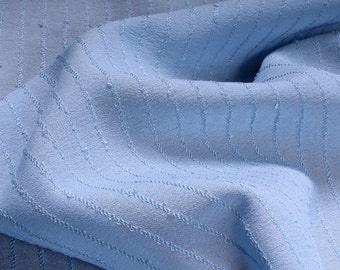 Fabric polyester Crêpe de Chine light blue stripes crease-resistant transparent