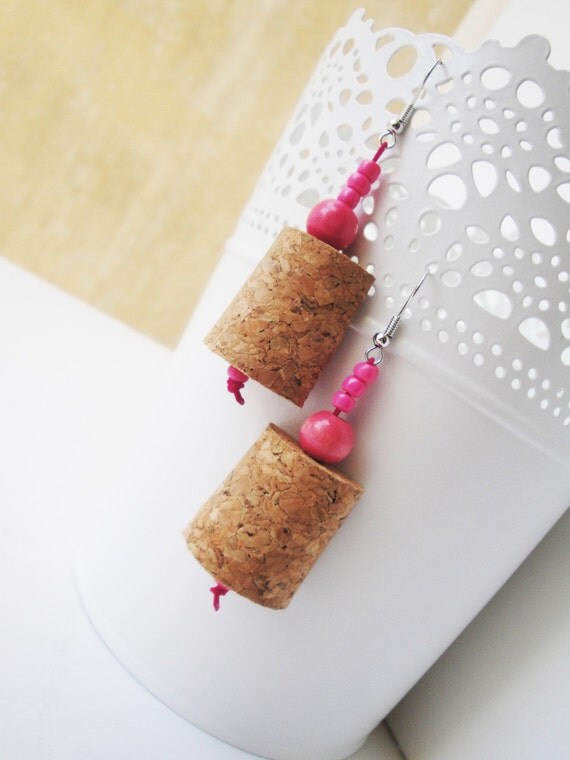 Items similar to Wine Cork Earrings, Wine Cork Gift, Wine Cork Art