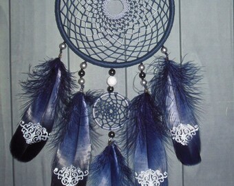 Dreamcatcher "Night flavor" \ Large Dream catcher \ attrape reves \ Traumfanger \ Acchiappasogni \ blue mobile \ Wall Hangings \ Decor