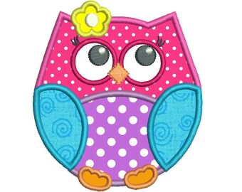Owl Applique Machine Embroidery Design, Cute Baby Owl Machine Embroidery, Bird Applique, 4x4, 5x7, 6x10, INSTANT DOWNLOAD, No: SA544-3