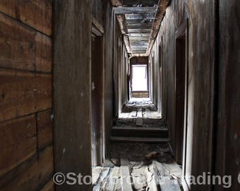 HALLWAY OF TIME 1880's Abandoned Boarding House Hallway Hotel Rooms Wooden Grime Decay Travel Time Digital Print it Your Way Art