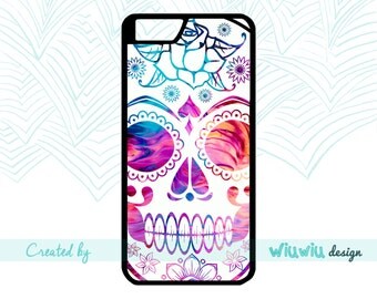 White Sugar skull Flower power kitch skull nice girl Halloween phone case for iPhone 4 4s 5 5s 5c 6 6+ 6s 6s+ 7 7+ phone cover for iPhone