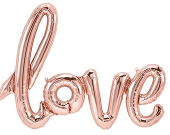 Rose Gold “LOVE” Balloon Script Banner Balloon Rose Gold String included Wedding Bridal Engagement Anniversary Air Fill only