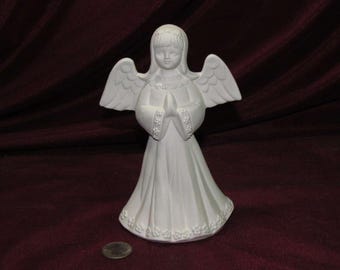 Ceramic Bisque U-Paint Angel In a Flowery Dress Unpainted Ready To Paint DIY