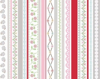 Riley Blake-Polka Dot Stitches-Pink Stripe-sold by the yard