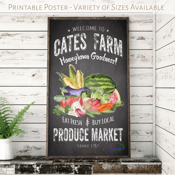 Farmers Market Sign - Fresh Produce Chalkboard Poster - Sidewalk Market ...