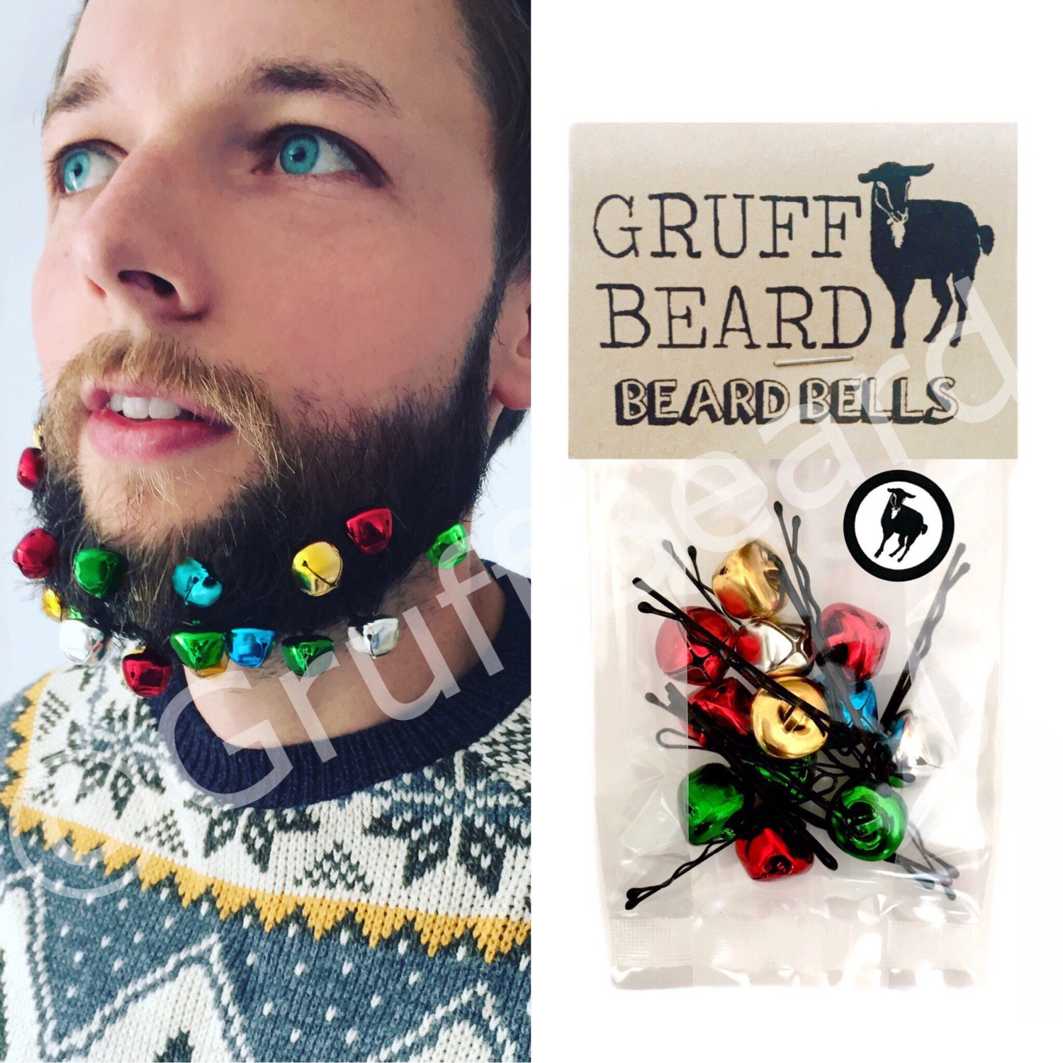 Beard Bells. Jingling baubles for beards. Christmas gift for
