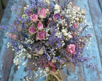 Jewel Rose Garden Dried Flower Wedding Bouquet