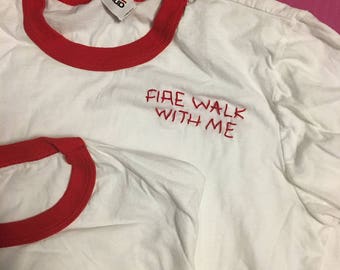 Twin Peaks 'Fire Walk With Me' Hand-Embroidered UNISEX Ringer T-Shirt