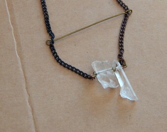 Weird Odd Raw Quartz crystal necklace