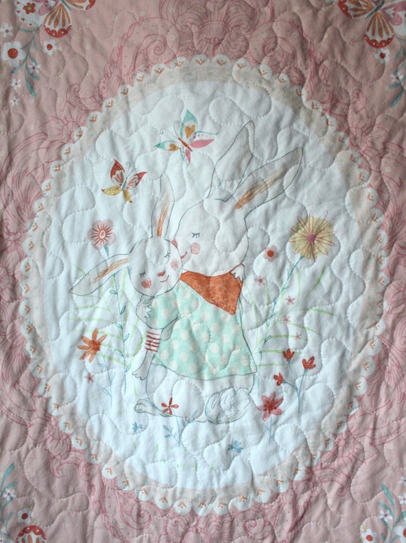 bunny baby quilt rabbit baby quilt peach baby bedding bunny bunny baby quilt rabbit baby quilt peach baby bedding bunny