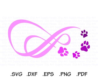 Pet Love Infinity SVG File, Infinity Puppy Clipart, Veterinary Office Art, Animal SVG File, Vinyl Cutter, Screen Print, Machine - CA436