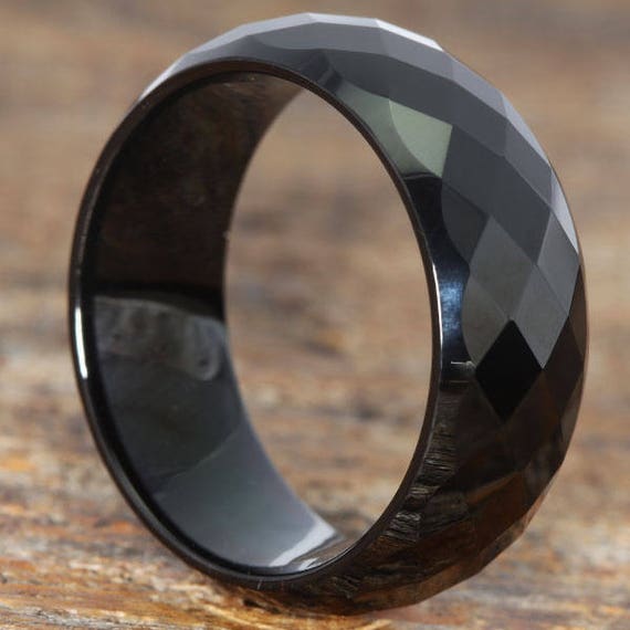 9mm blacktungsten ring for men black wedding band ring facet wedding band with comfort - Black Wedding Rings For Men 9mm blacktungsten ring for men black wedding band ring facet wedding band with comfort - Black Wedding Rings For Men