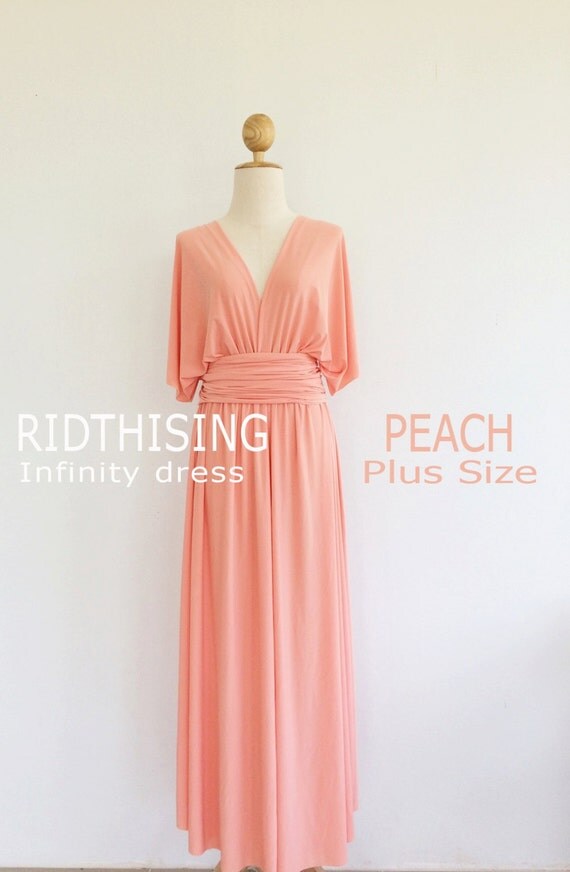 Plus Size Peach Bridesmaid Dress Maxi infinity Dress Prom