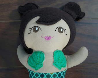 Stuffed Mermaid - Mermaid Doll - Gift for Girl - Ready To Ship - Small Mermaid - Girl Doll - Cloth Mermaid - Cloth Doll - Green Mermaid