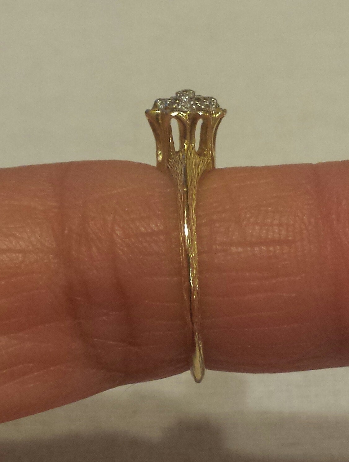 14k 14kt Yellow Gold Tulip Flower Stackable rings ring Diamond