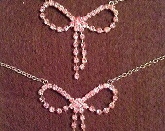 Pink rhinestone bow anklet