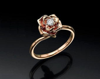 flower engagement ring rose ring flower ring rose 14k gold anniversary gift for - Flower Wedding Rings flower engagement ring rose ring flower ring rose 14k gold anniversary gift for - Flower Wedding Rings