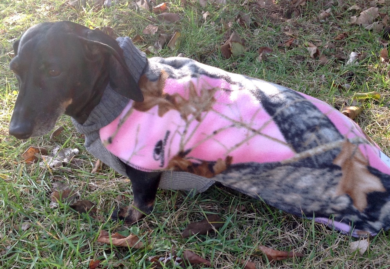 Pink Camo Print Fleece Dog Coat Stretchy Dog Sweater