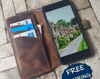iPhone 7 Case Leather iPhone 7 Case Personalized iPhone 7 Case 3rd Anniversary Gift for Men iPhone 7 wallet case iPhone Leather Case