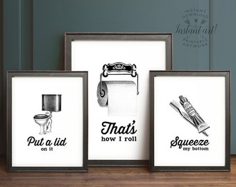 Bathroom Art funny wall art bathroom art printable art set of 3 Bathroom Art funny wall art bathroom art printable art set of 3