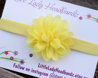 Yellow headband yellow baby headband chiffon flower - Easter headband baby headband chiffon - infant toddler