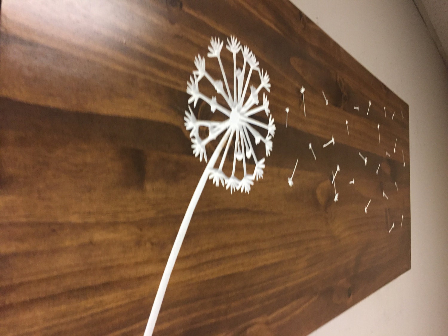 Dandelion Wall Art wood Engraved Carved hanging sign