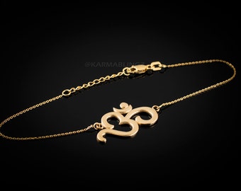 14K Gold Om Bracelet (yellow, white, rose gold)