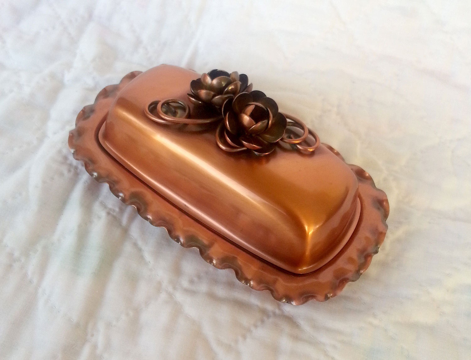 Vintage Gregorian Copper Butter Dish Pure Virgin Copper