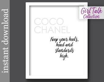 Coco Chanel Quote, Chanel Printable, Girl Talk Quotes, fashion wall art, fashion quote, inspiration quote, gift for her, salon wall art