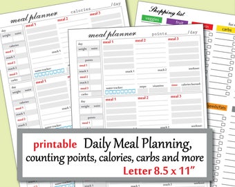 Food Journal, Weight Loss Journal,Meal Planner printable, Shopping List and more suitable for weight watchers planner- Instant Download