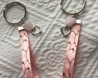 Cherry Blossom Keychain with Mini Key Fob/Lanyard
