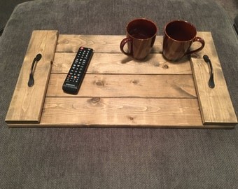 Rustic Serving Tray Pallet Design Ottoman Tray With Antique Bronze Handles