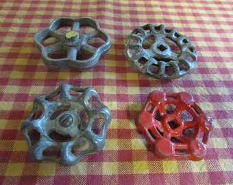 Old handle faucet 3Grises and a red VINTAGE VTG for Decoration and DIY VTG 4 Handles Faucet handle faucet handle