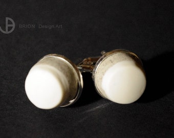 Cufflinks Brown part of porcelain, coloured, matt, D 20 mm