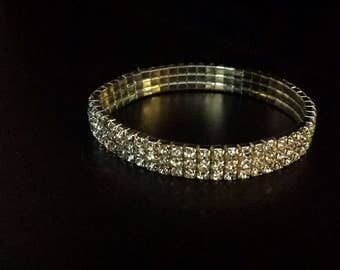 STRETCHY Rhinestone Bracelet, 9 mm wide, Skinny Bridal Bracelet, Wedding Jewelry