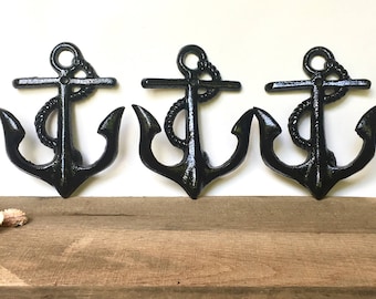 Anchor Wall Hook Set - Coastal Bathroom Decor - Nautical Coat Hooks - Beach Bathroom Wall Decor - Nautical Towel Rack - Beach Towel Hooks