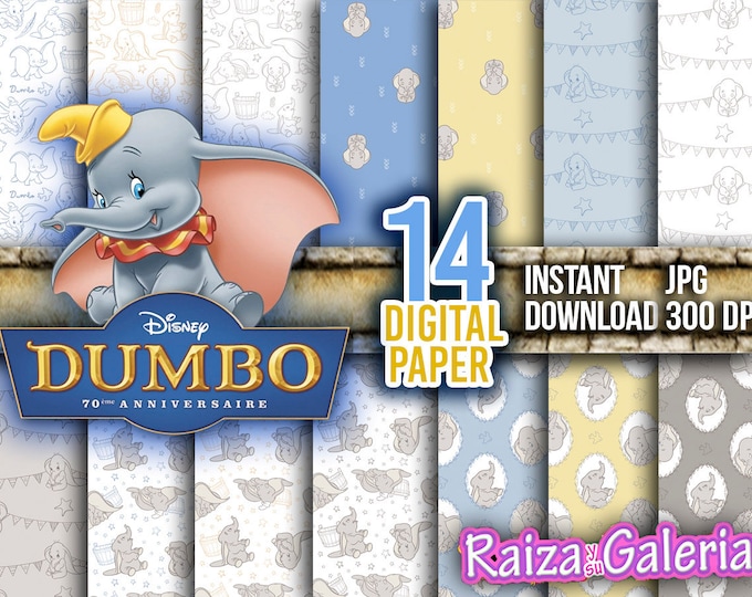 AWESOME Disney DUMBO Digital Paper. Instant Download - Scrapbooking - DISNEY Classics Dumbo Printable Paper Craft!