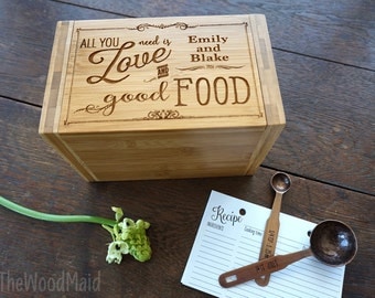 Recipe Box Bridal Shower Gift Hostess Gift Custom Recipes Storage Box for Gourmet Mom All You Need Good Food