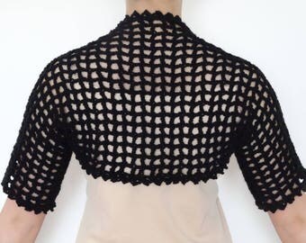 Black Shrug / Bolero Crochet Handmade 100% Acrylic