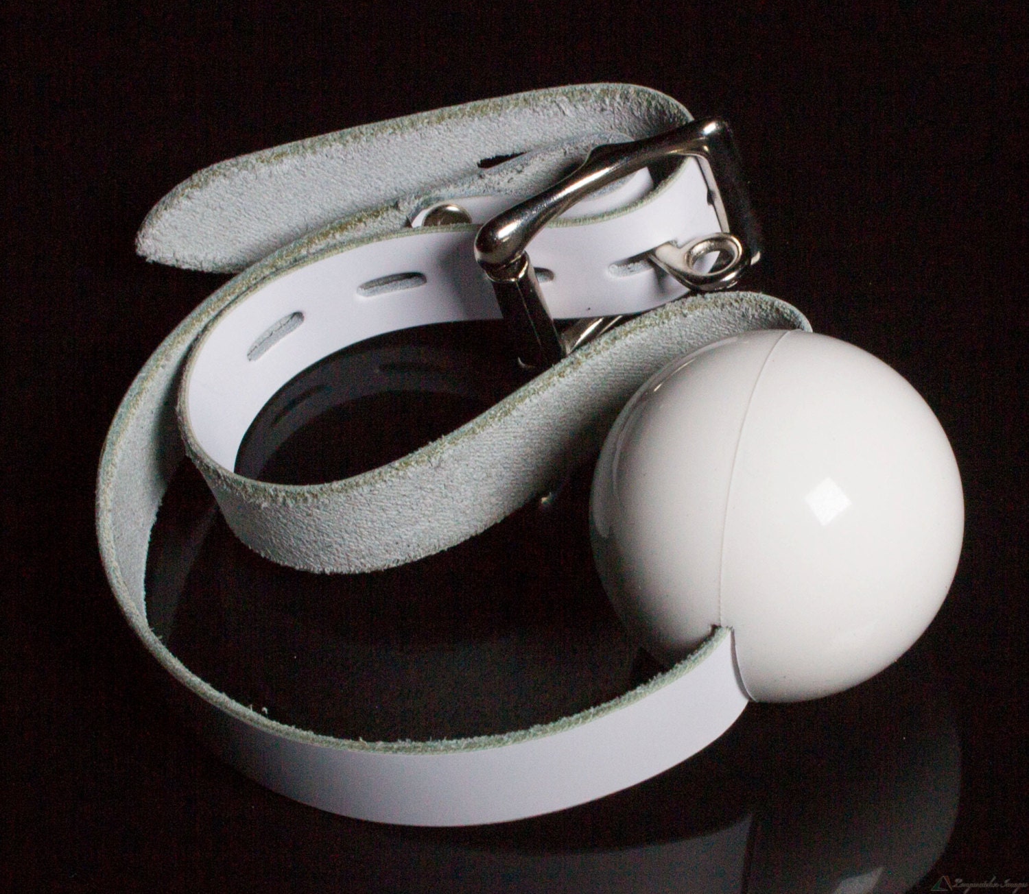Silicone Ball Gag White medical grade with White leather