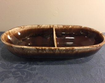 McCoy Pottery, Brown Drip Pottery, Divided Dish, 7038
