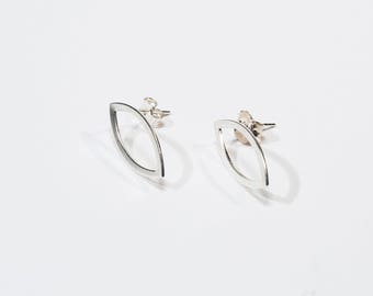 rice grain earrings , earring in sterling silver, geometric earrings, minimal earrings