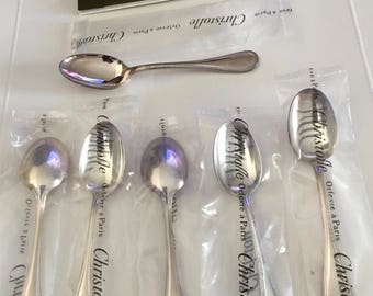 Christofle Perles Silverplate Demitasse Spoons / Espresso Spoons (SET OF 6)
