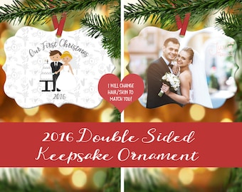 Our First Christmas Married Ornament - Wedding Photo Ornament - Wedding Ornament - Newlywed Ornament - Newlywed Gift