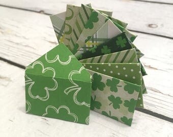 Teeny tiny itty bitty mini St. Patrick's Day or leprechaun envelopes with tiny note cards 1x1.5"