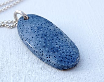 big blue coral necklace, blue coral pendant mens gemstone necklace, crystal pendant men, natural stone necklace silver, beach necklace men