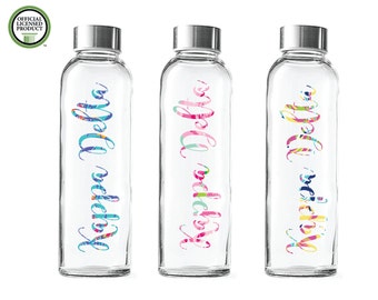 Kappa Delta Glass Water Bottle-Lily Inspired Patterned- 18oz Glass Bottles