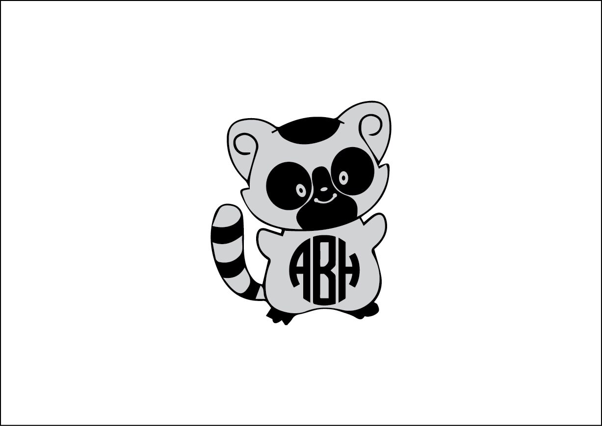 Download lemur monogram decal yeti decal cute animal decal happy